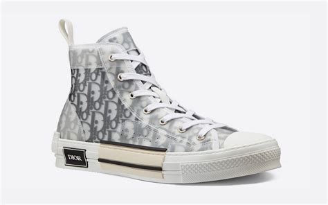 dior hoge b23-sneaker wit en zwart dior oblique-canvas heren|Dior B23 High.